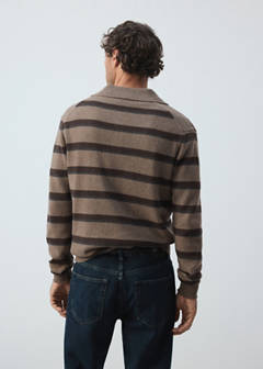 Wool-cashmere blend knit polo jumper — Medium Brown 11