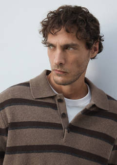 Wool-cashmere blend knit polo jumper — Medium Brown 12