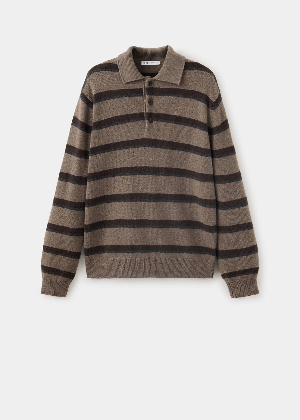 Wool-cashmere blend knit polo jumper — Medium Brown