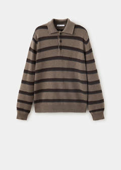 Wool-cashmere blend knit polo jumper — Medium Brown 6