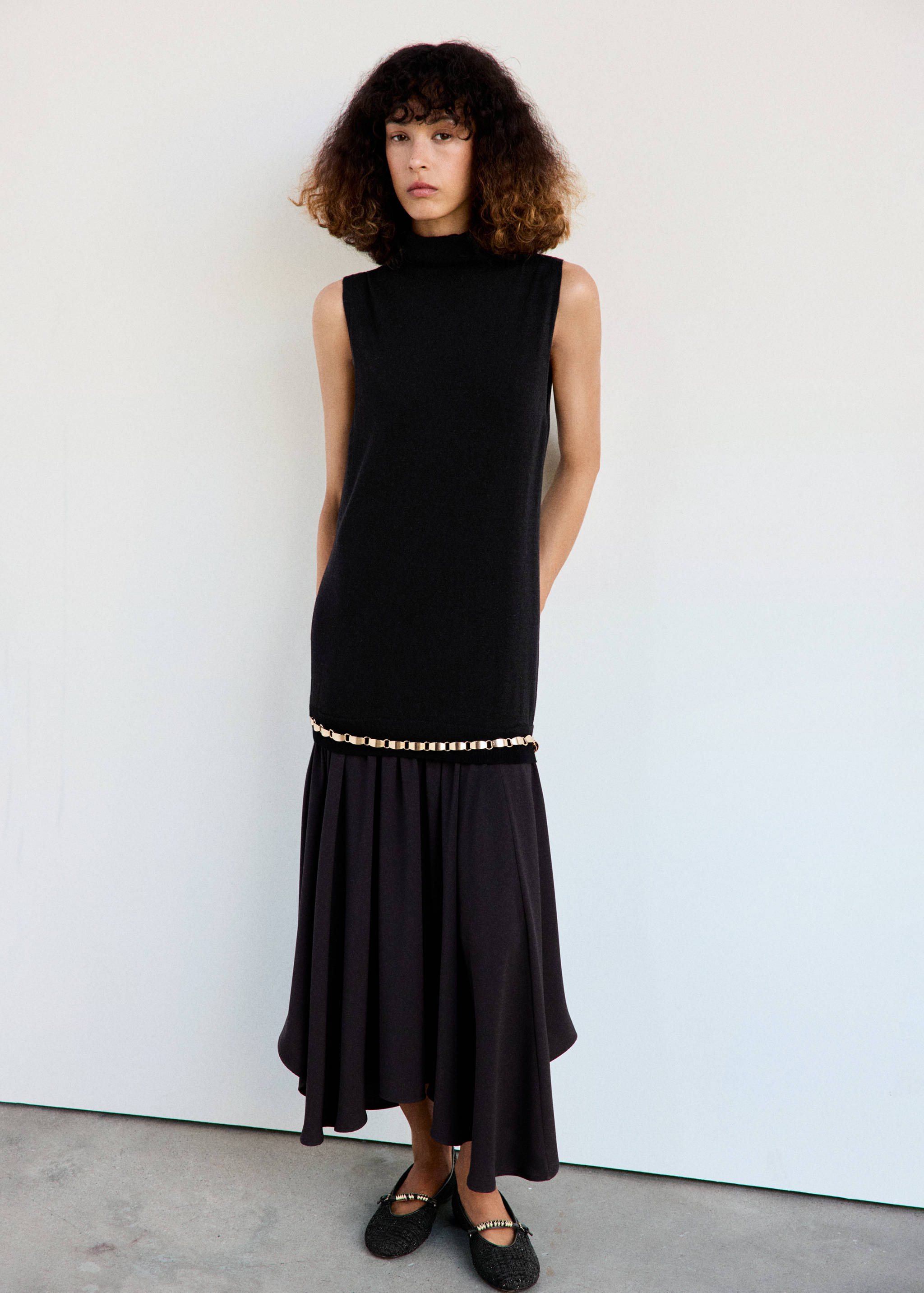 Ballerina’s van tweed met metalen detail - Overzichtstekening