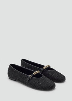 Tweed ballerinas with metallic detail — Black 4