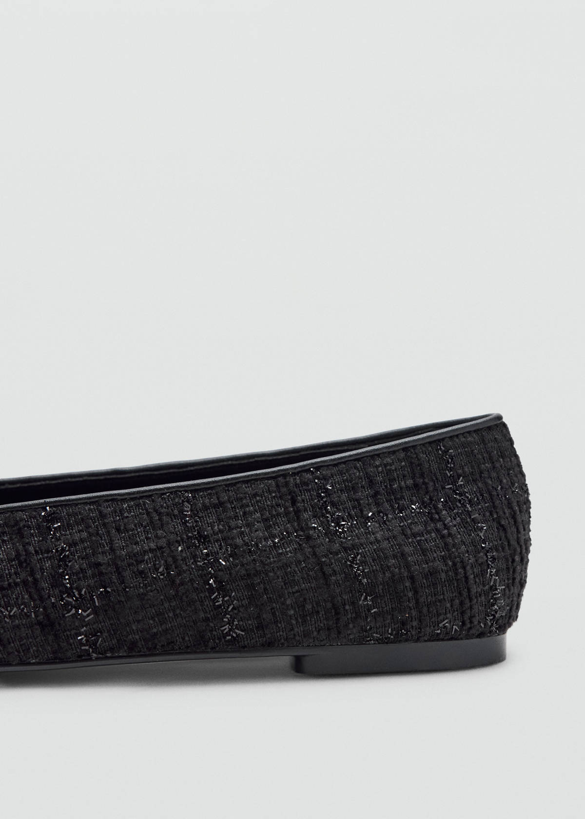 Tweed ballerinas with metallic detail — Black
