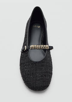 Tweed ballerinas with metallic detail — Black 6