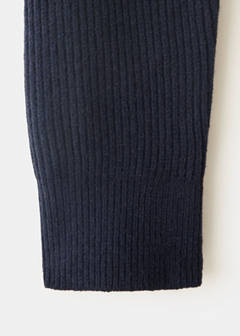 Ribbed wool-cotton blend polo shirt — Navy 9