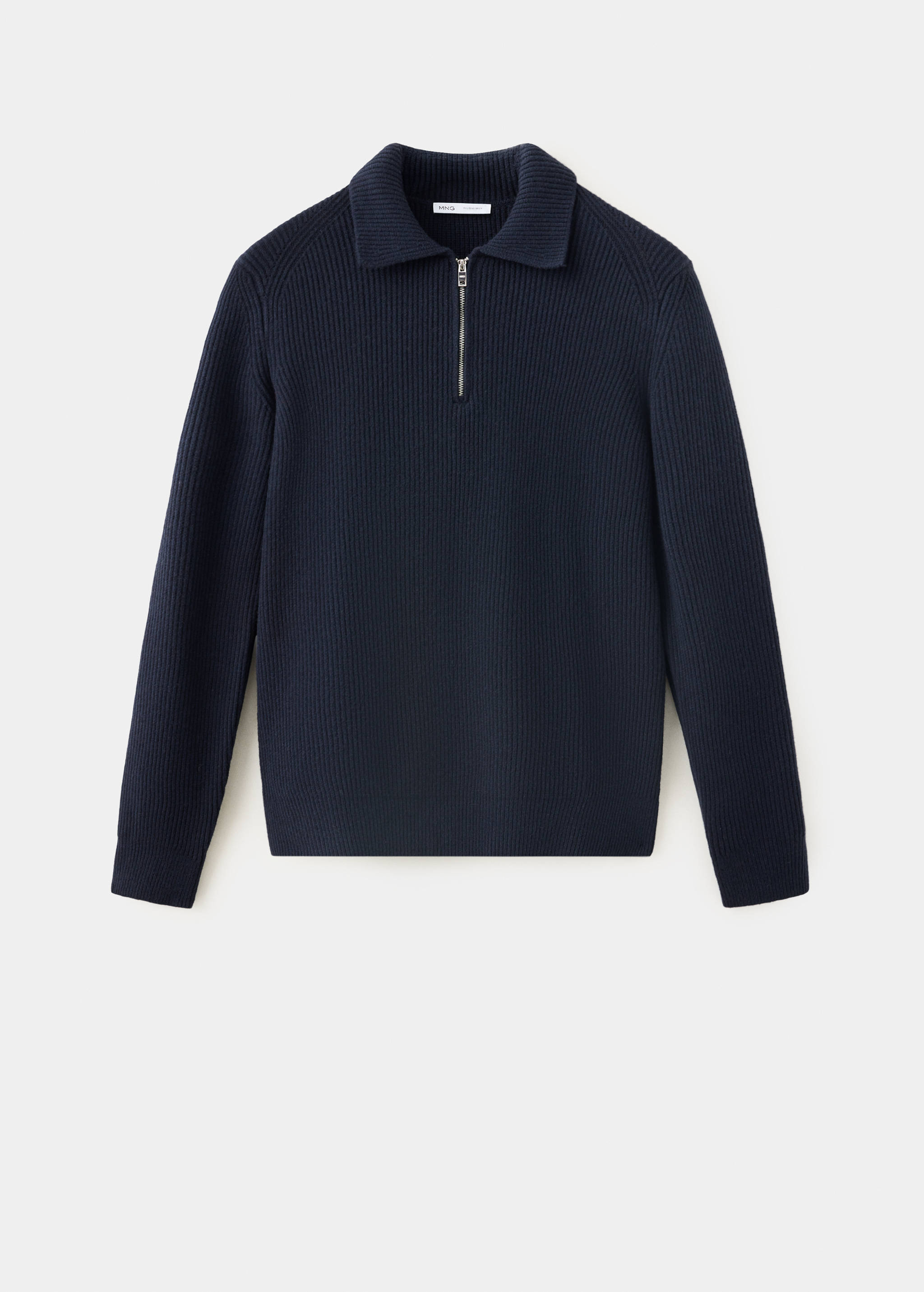 Polo en jersey, mélange laine et coton, côtelé - Article sans modèle