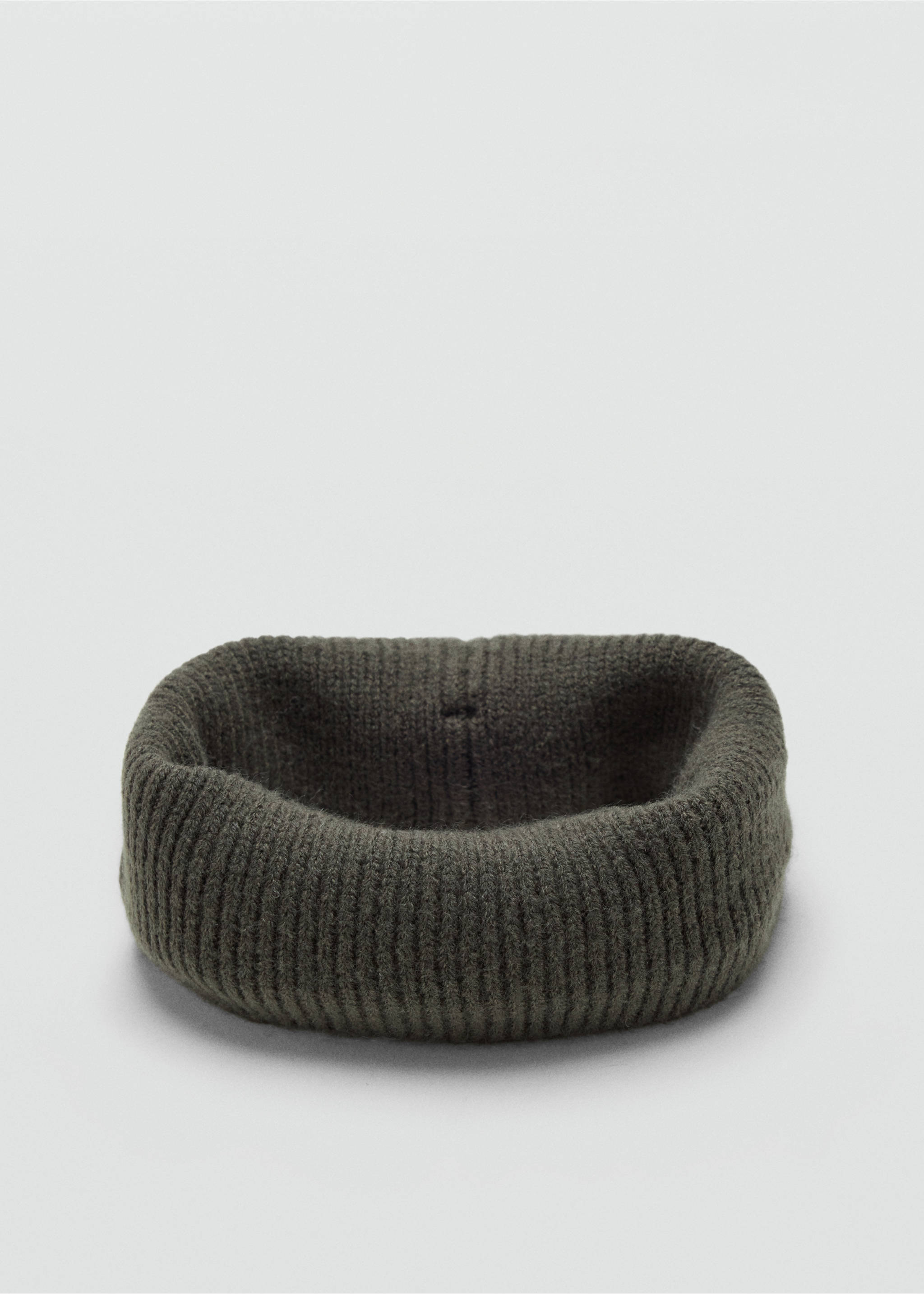 Dark green knitted kids' circular scarf with a thick ribbed texture., Khaki. Ref: 37087916-00.