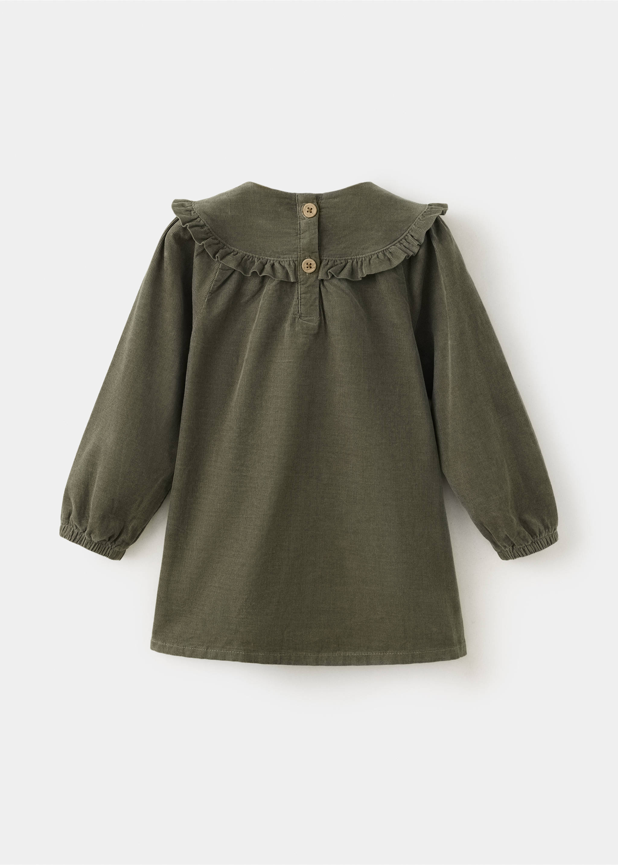 Corduroy dress with ruffle detail - Reverse of the article, Khaki. Ref: 37087918-00.