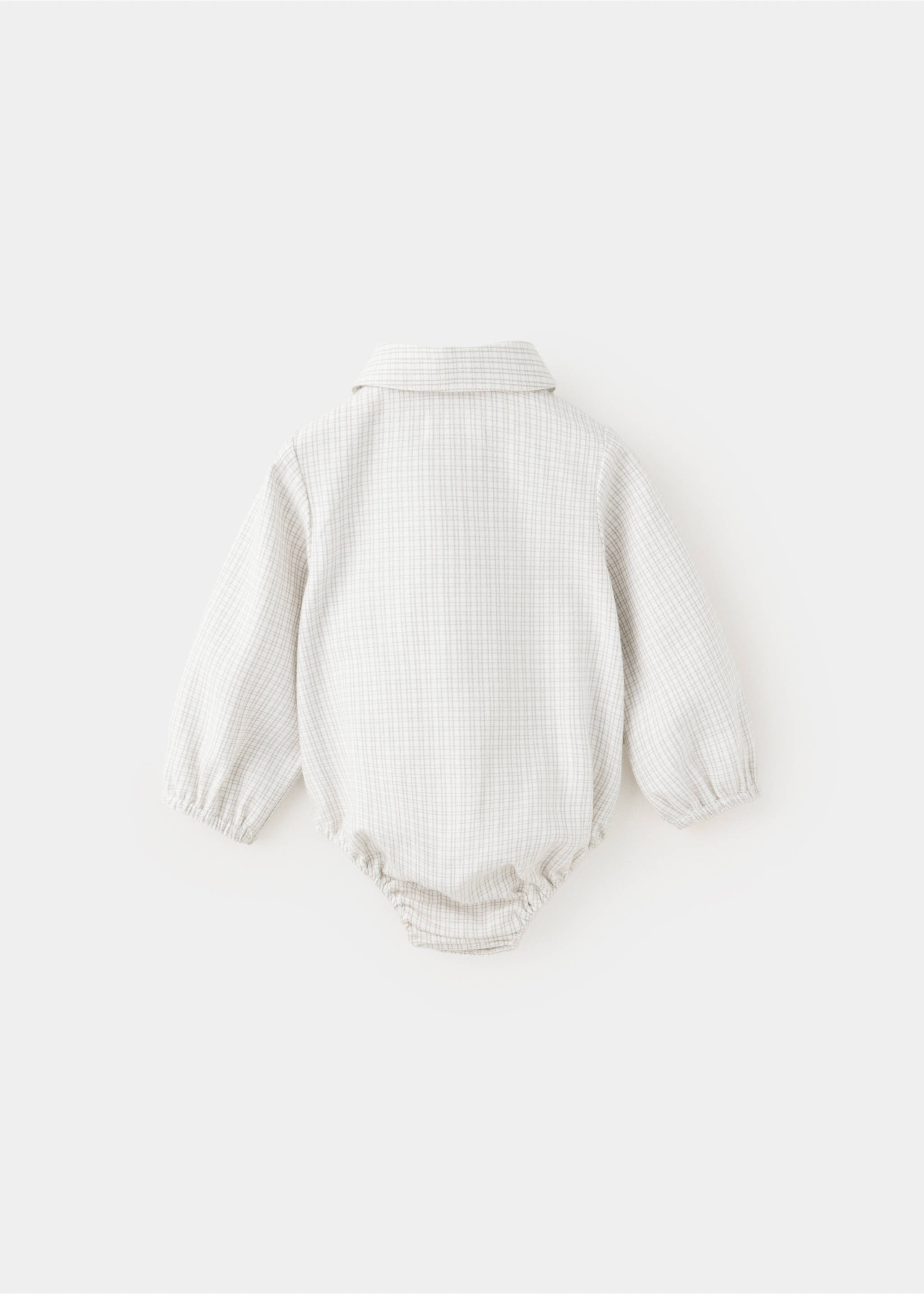 Back view of a neutral checked baby shirt with long sleeves., Off White. Ref: 37087925-00.