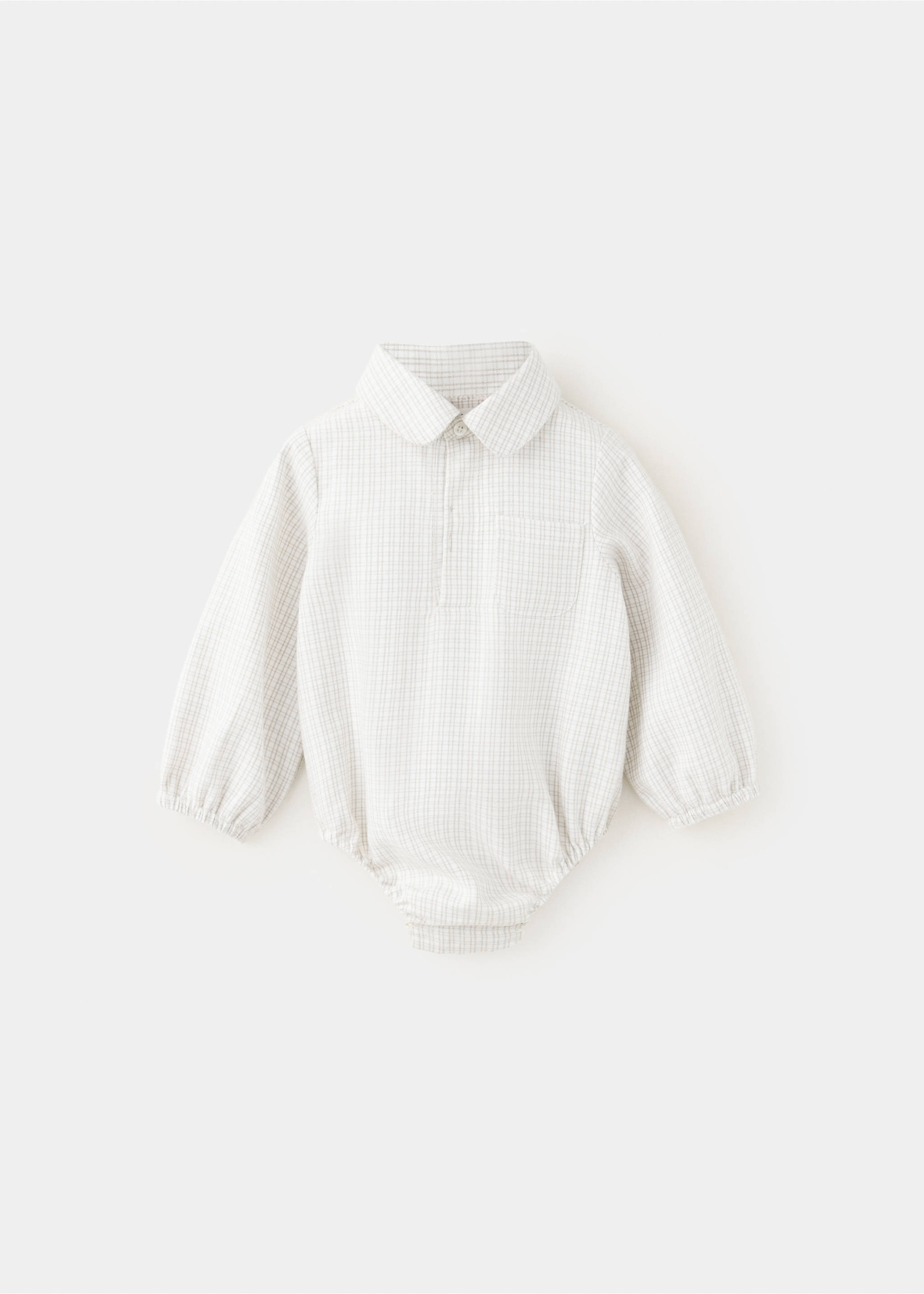 Baby's micro-check shirt in light beige with a Peter Pan collar and long sleeves., Off White. Ref: 37087925-00.