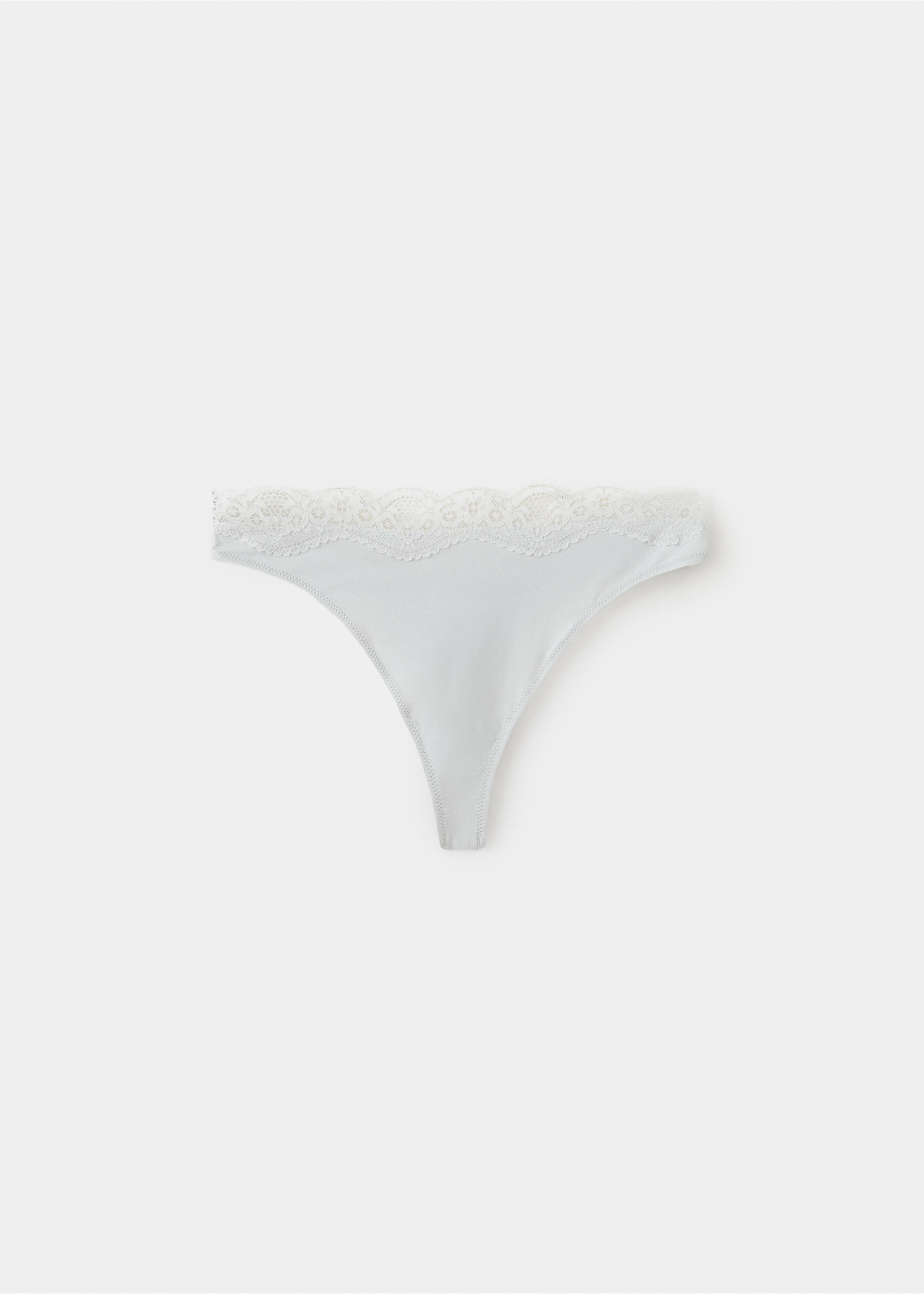 White briefs with a delicate floral lace waistband., Medium Heather Grey. Ref: 37087934-00.