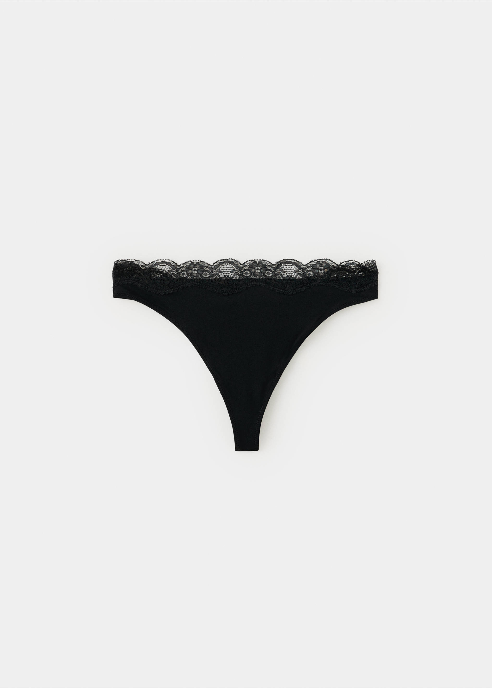 Black briefs with a scalloped lace trim waistband., Medium Heather Grey. Ref: 37087934-00.