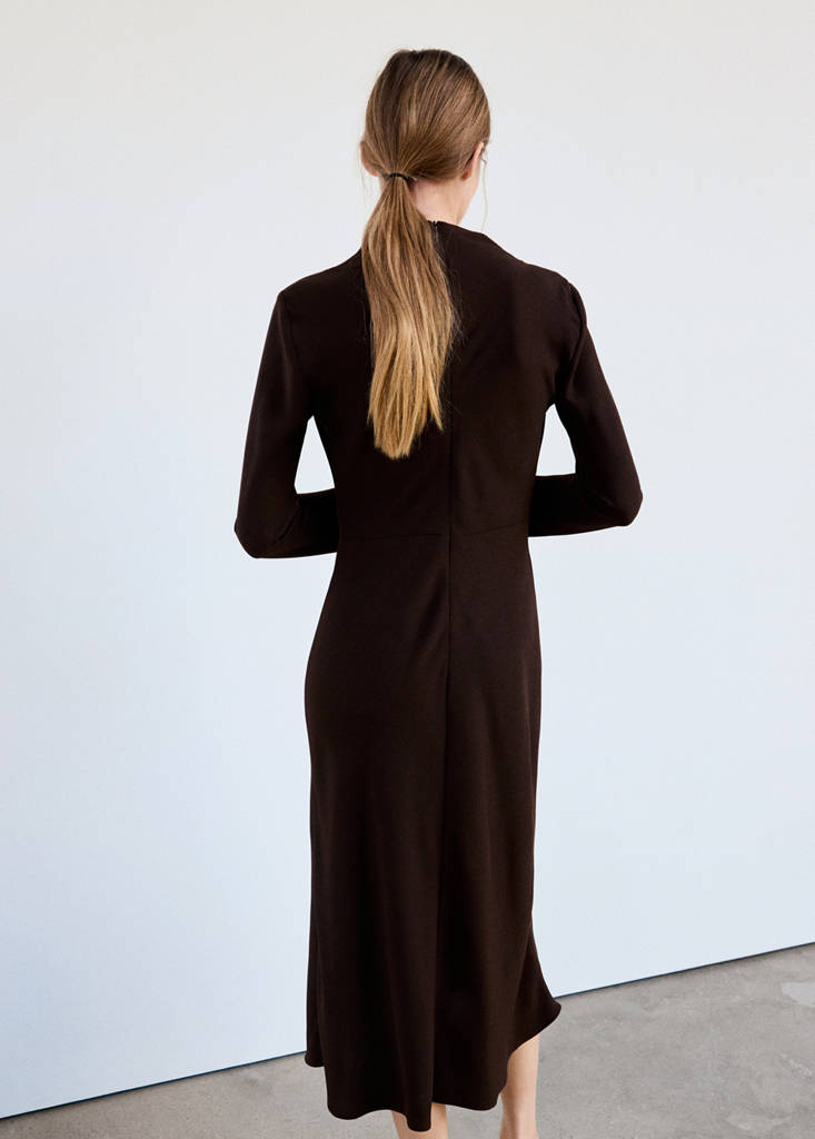 Draped dress with perkins collar thumbnail 3