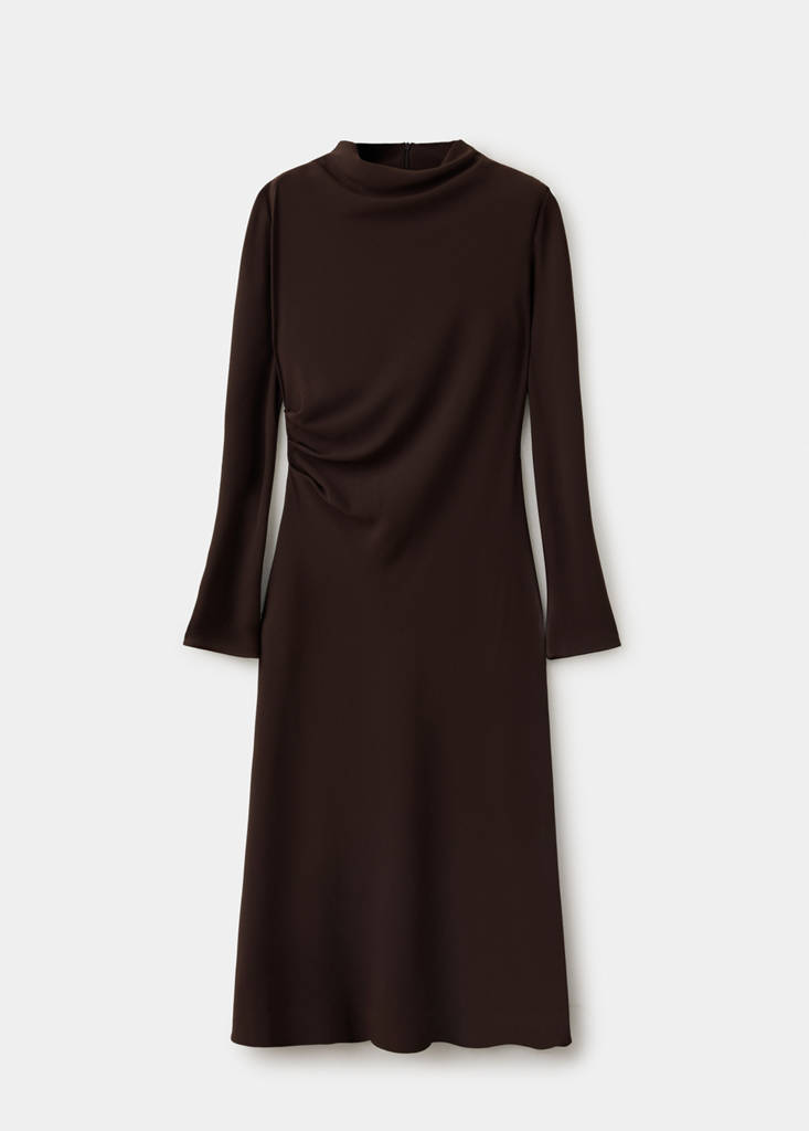 Draped dress with perkins collar thumbnail 5