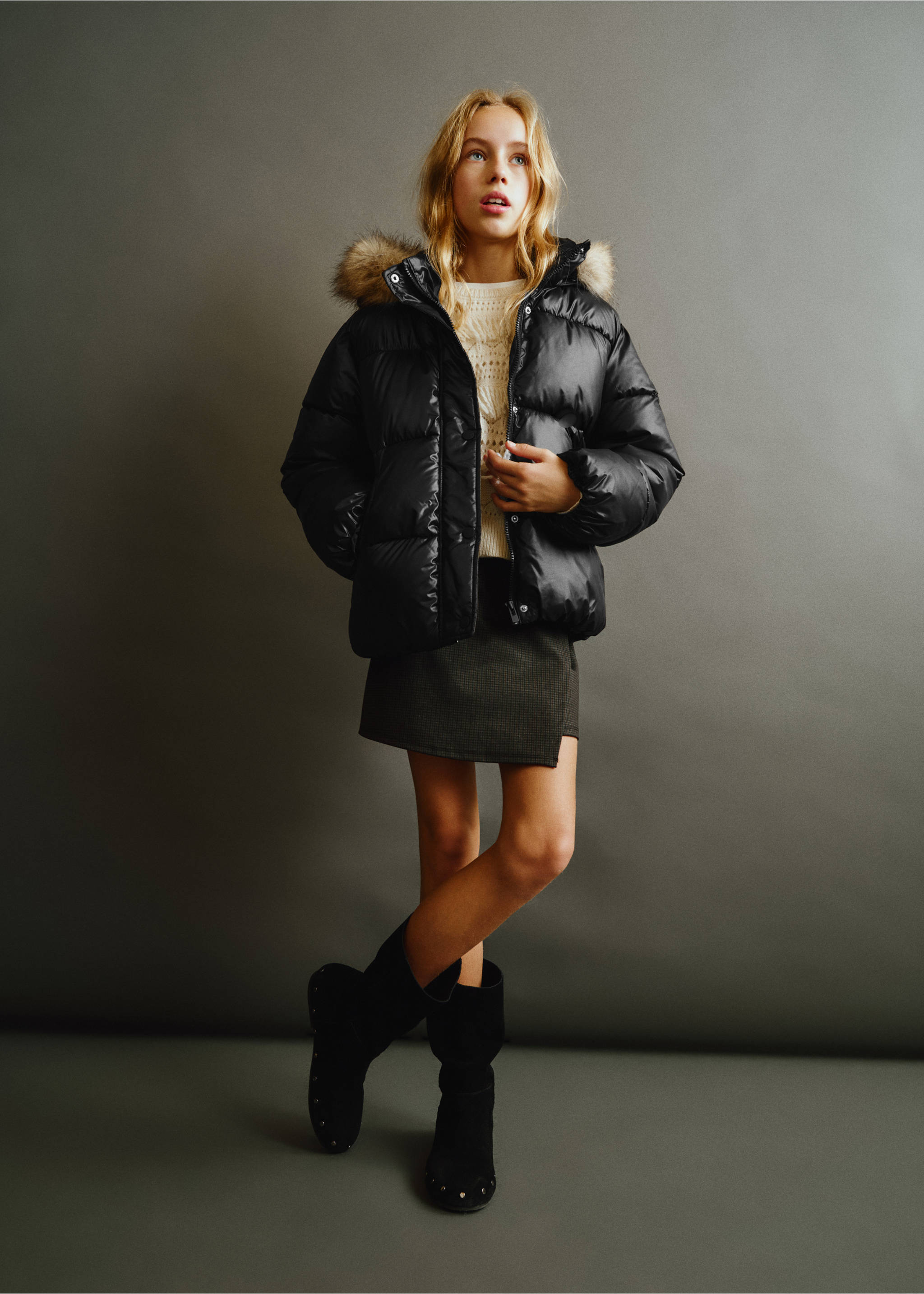 Shiny quilted anorak - General plane, Black. Ref: 37088261-00.