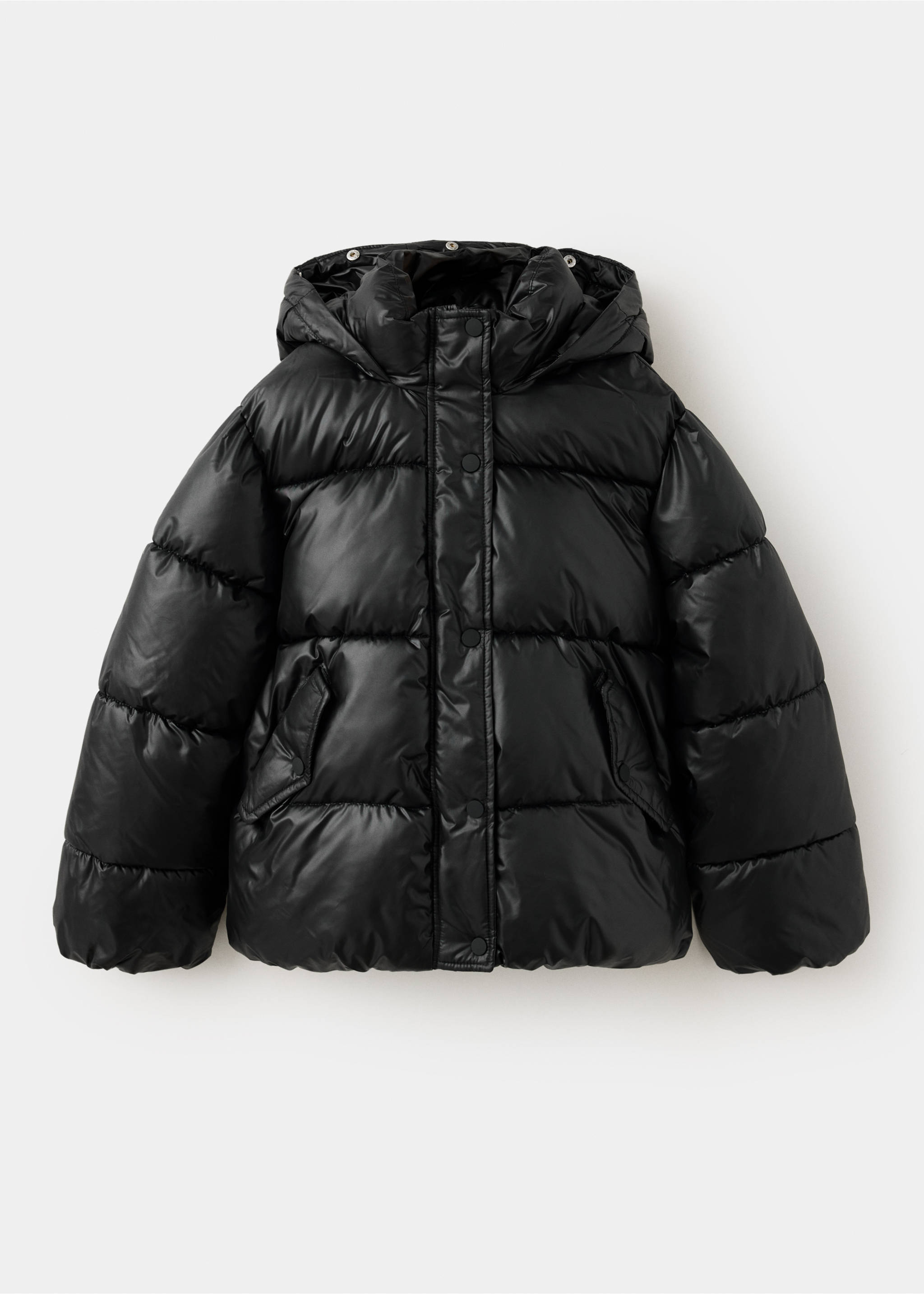 Shiny quilted anorak - Details of the article 9, Black. Ref: 37088261-00.
