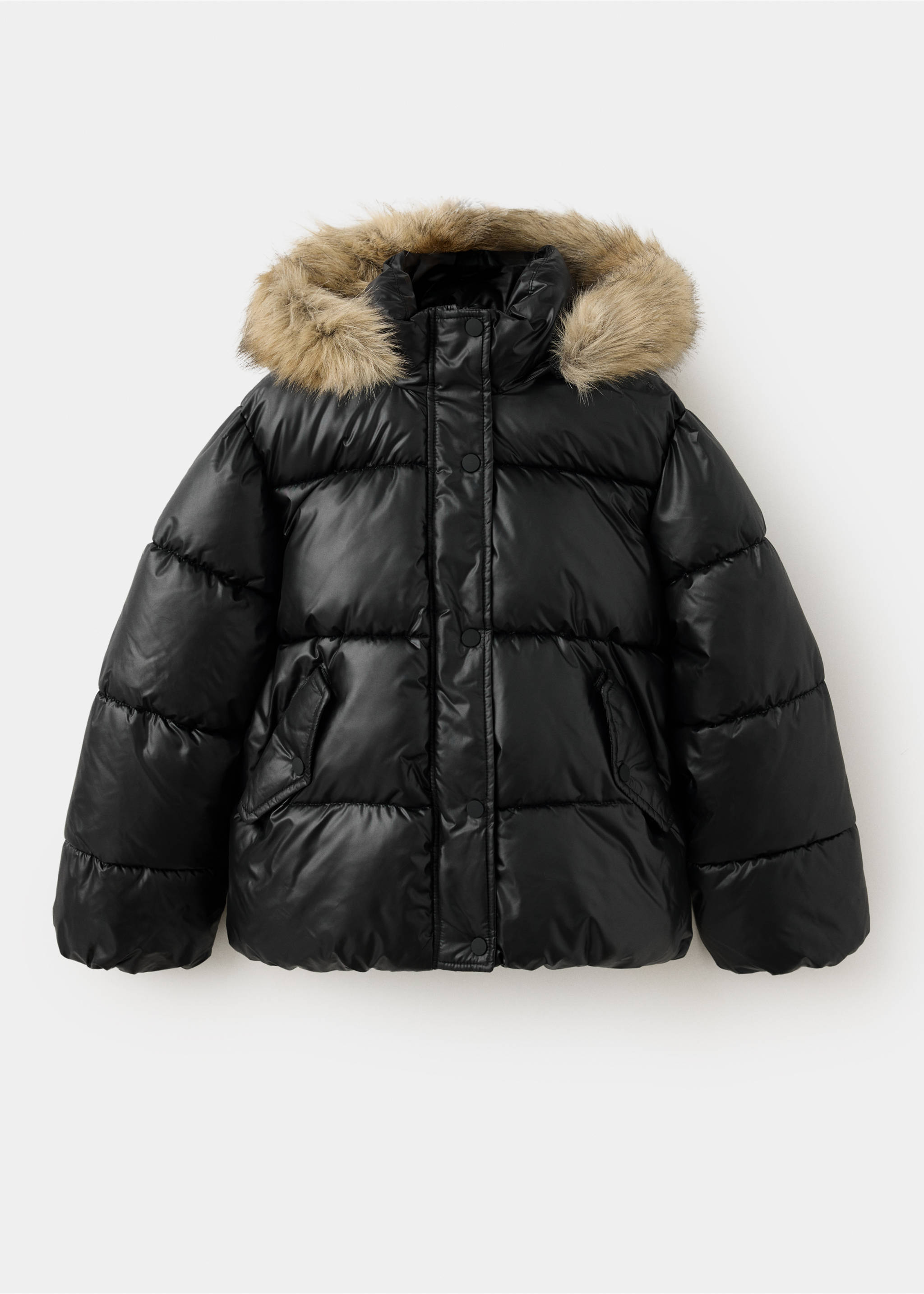 Shiny quilted anorak - Article without model, Black. Ref: 37088261-00.