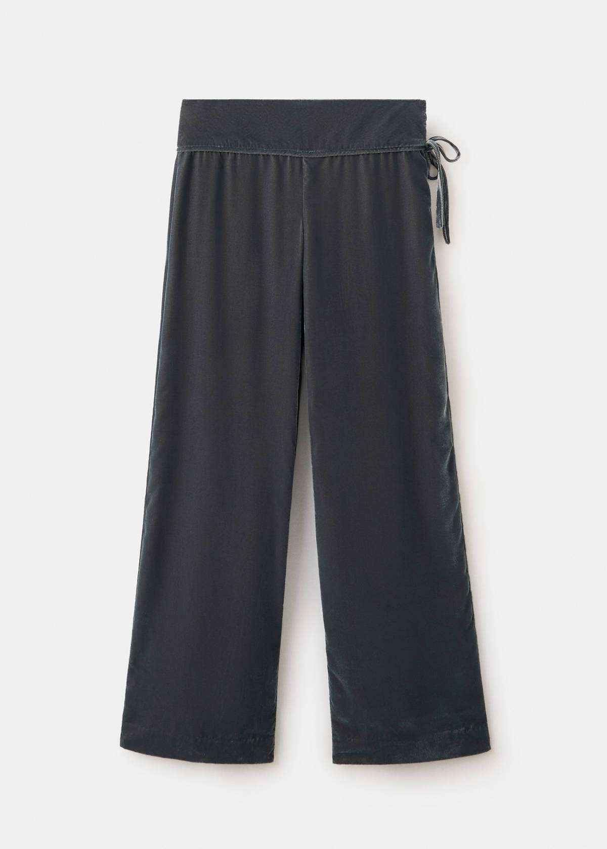 Straight velvet trousers — Dark Silver