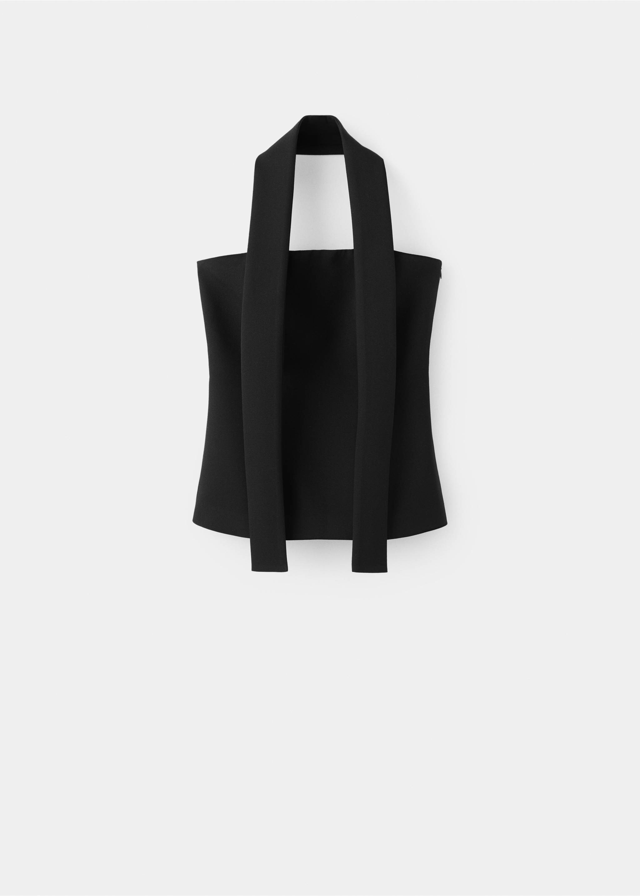Black waistcoat with wide structural halter straps., Black. Ref: 37088271-00.