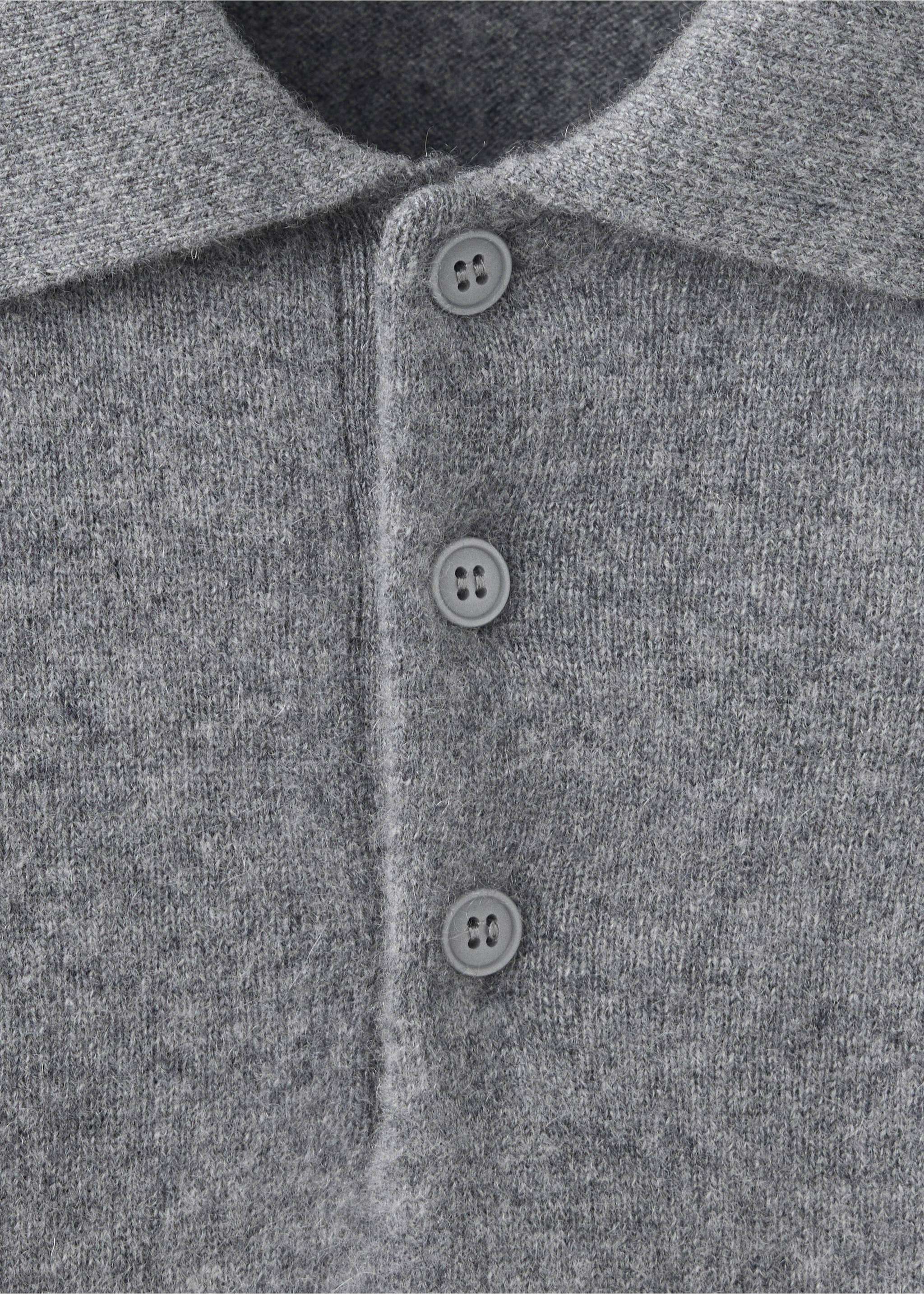 100% cashmere knitted polo shirt - Details of the article 8, Medium Heather Grey. Ref: 37088274-00.