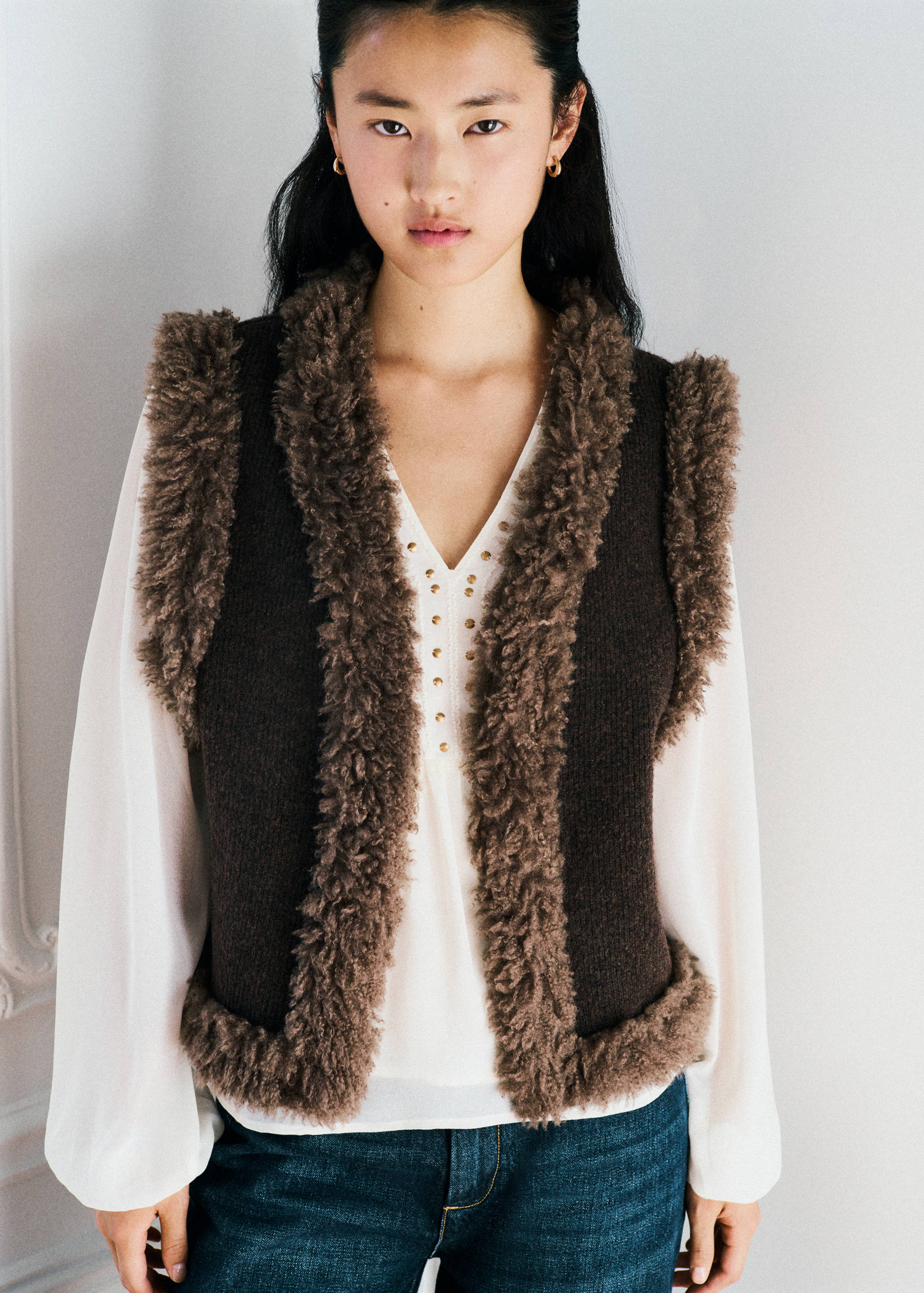 Shearling-effect gilet - Medium plane