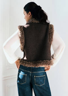 Shearling-effect gilet — Brown 4