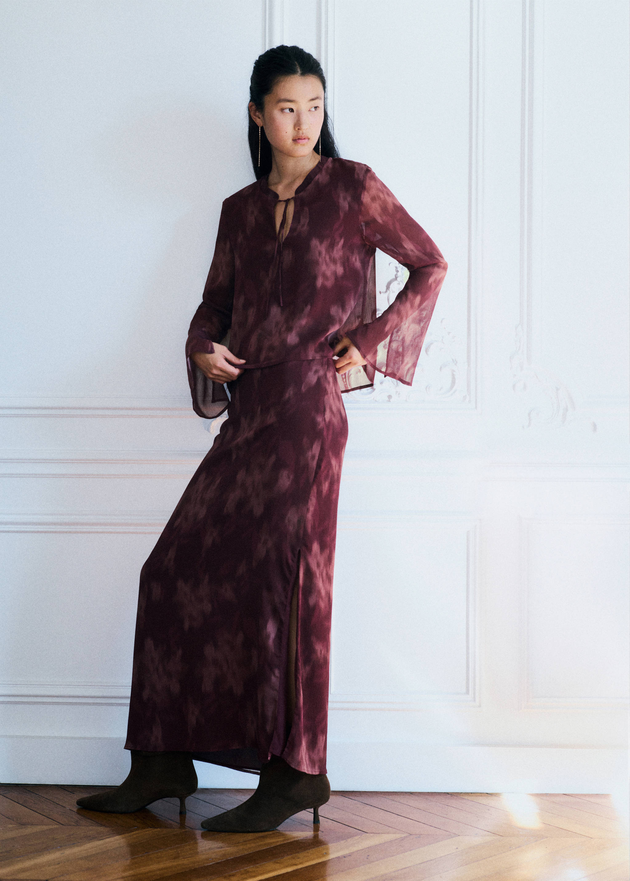 Floral chiffon skirt - General plane