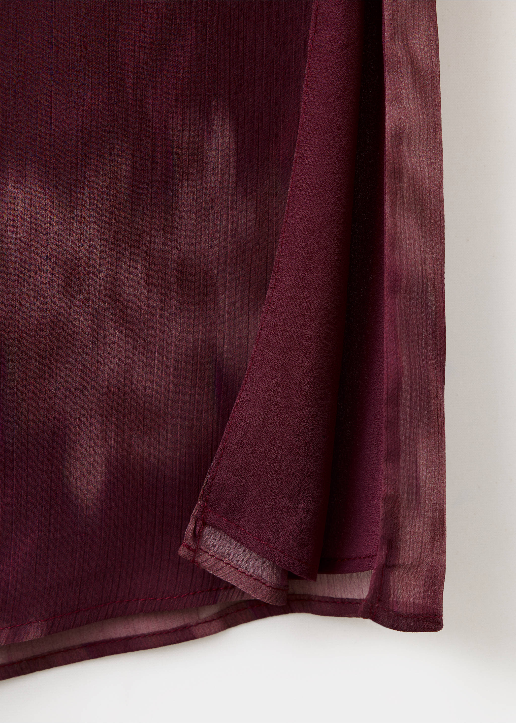 Burgundy skirt fabric detail showing sheer pleated texture, Pink. Ref: 37088282-00.