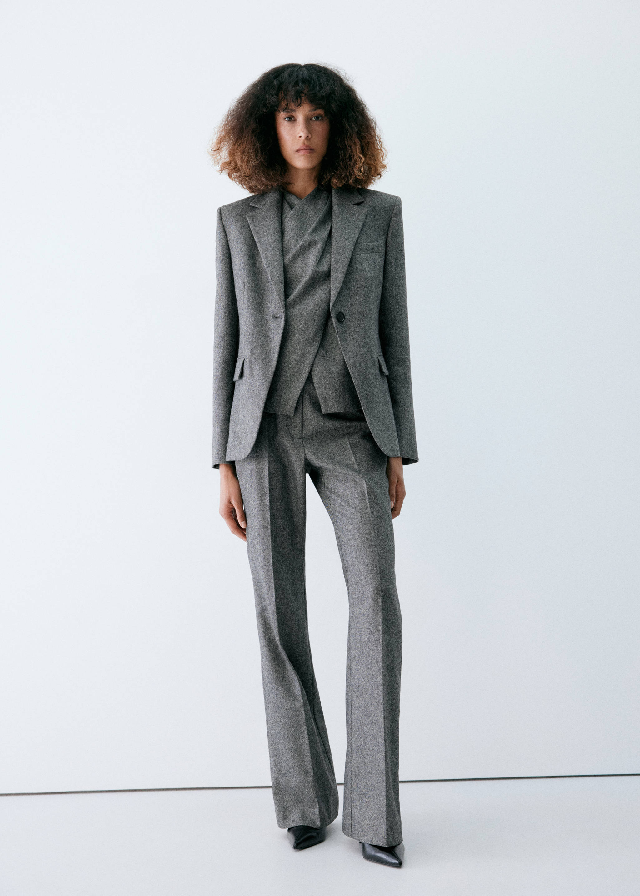Speckled wool suit jacket - General plane