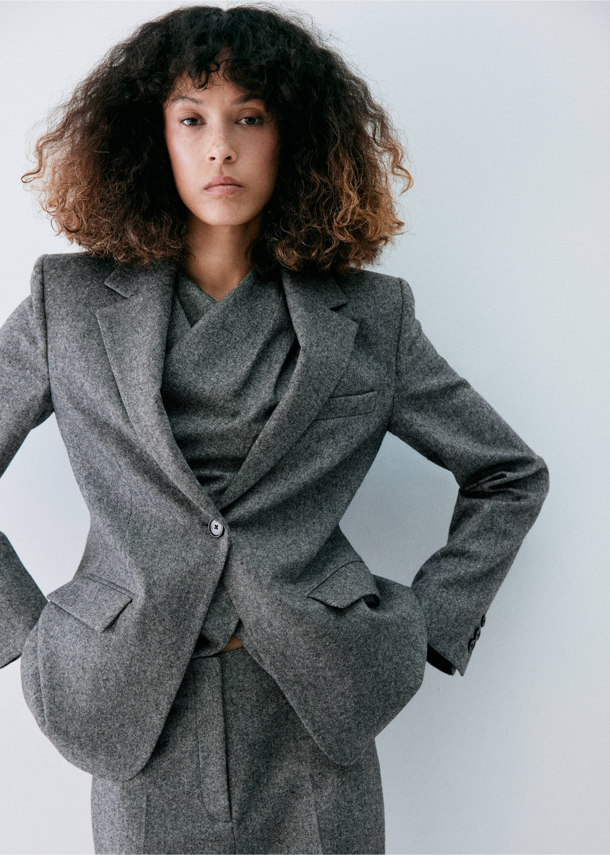 Speckled wool suit jacket - Medium plane, Medium Heather Grey. Ref: 37088287-00.