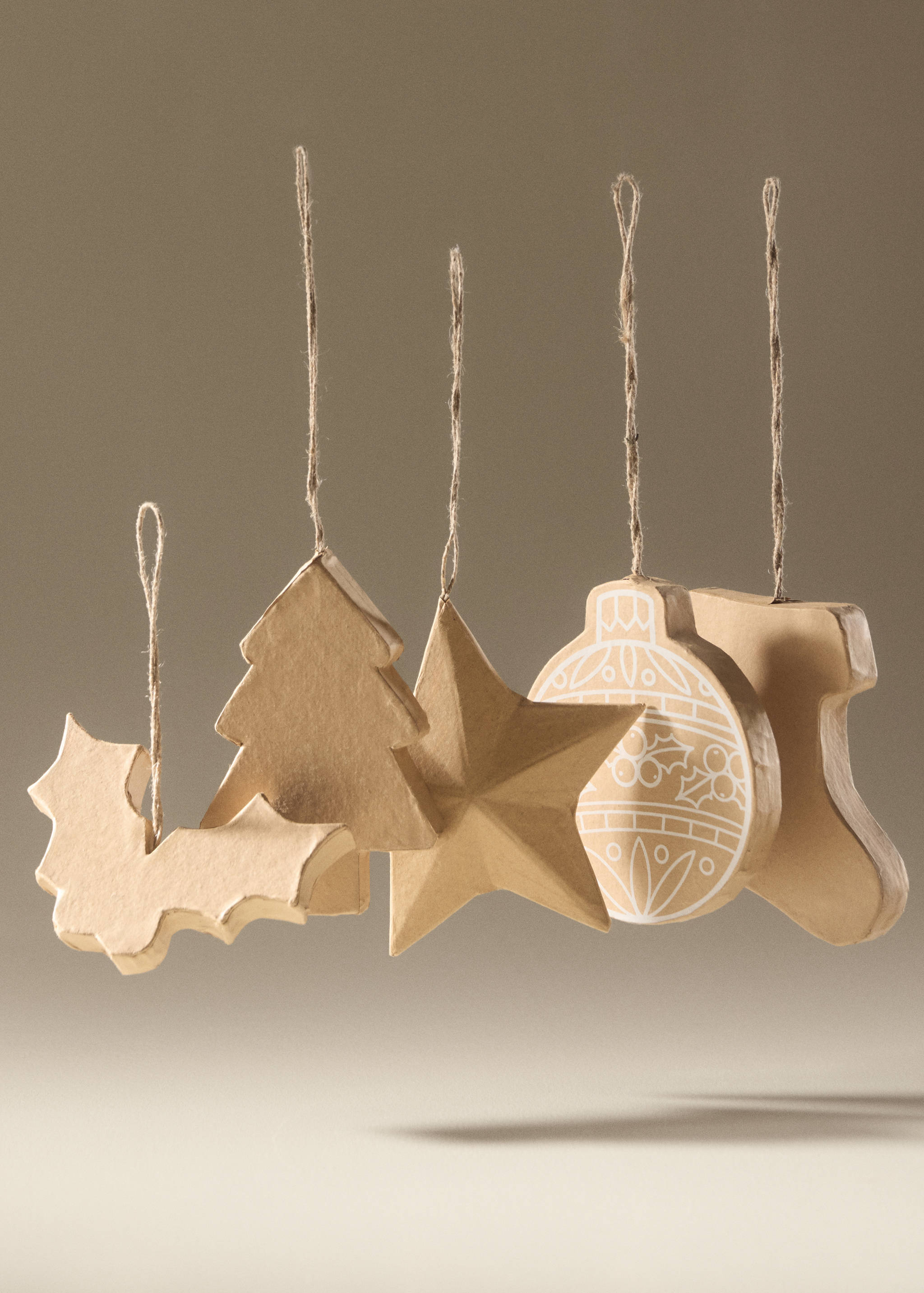 Set mit 5 Weihnachtsdekorationen aus Karton - Allgemeine Ansicht