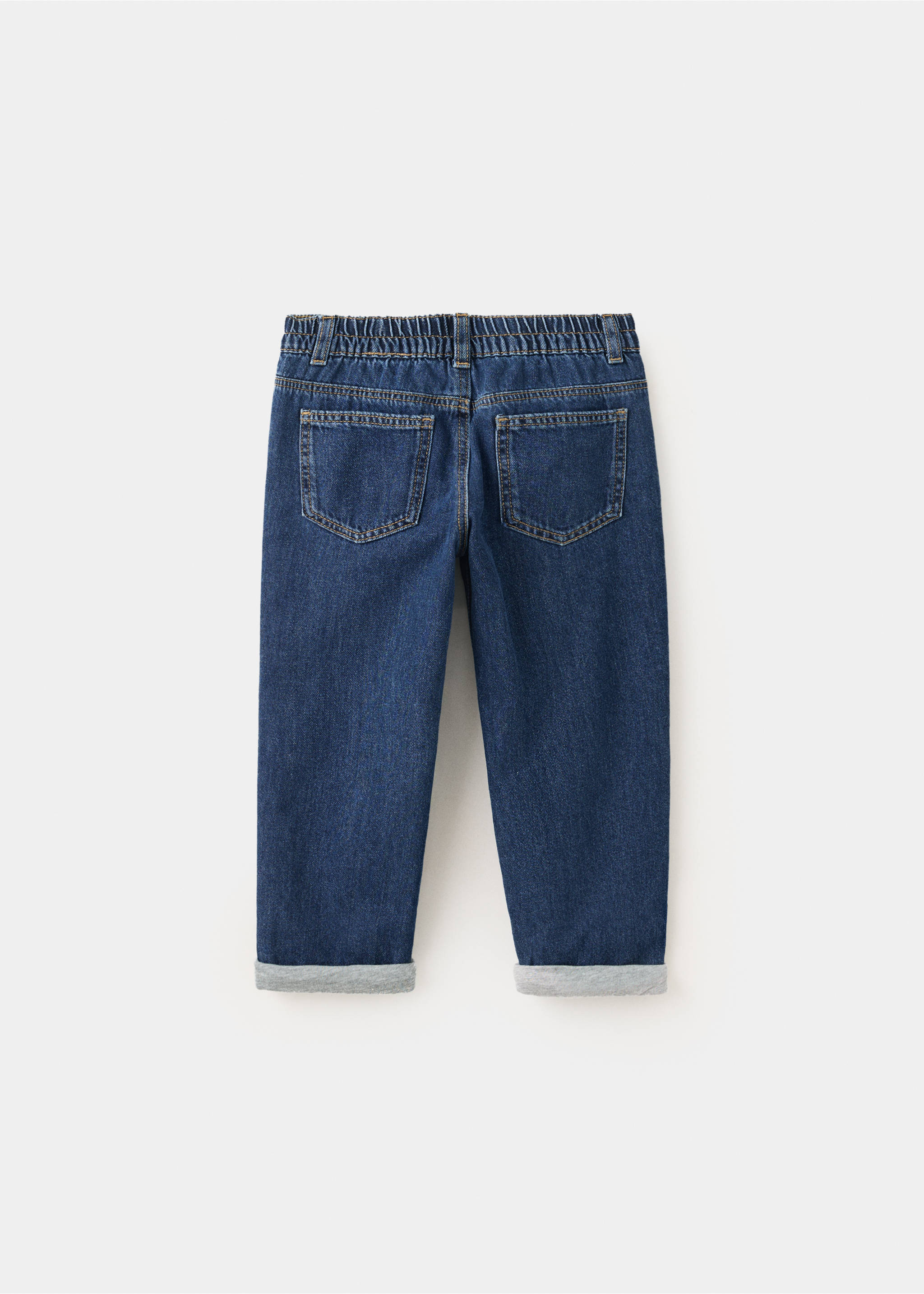 Gerade Jeans mit elastischem Bund - Rückseite des Artikels, Dunkelblau. Ref: 37088633-00.