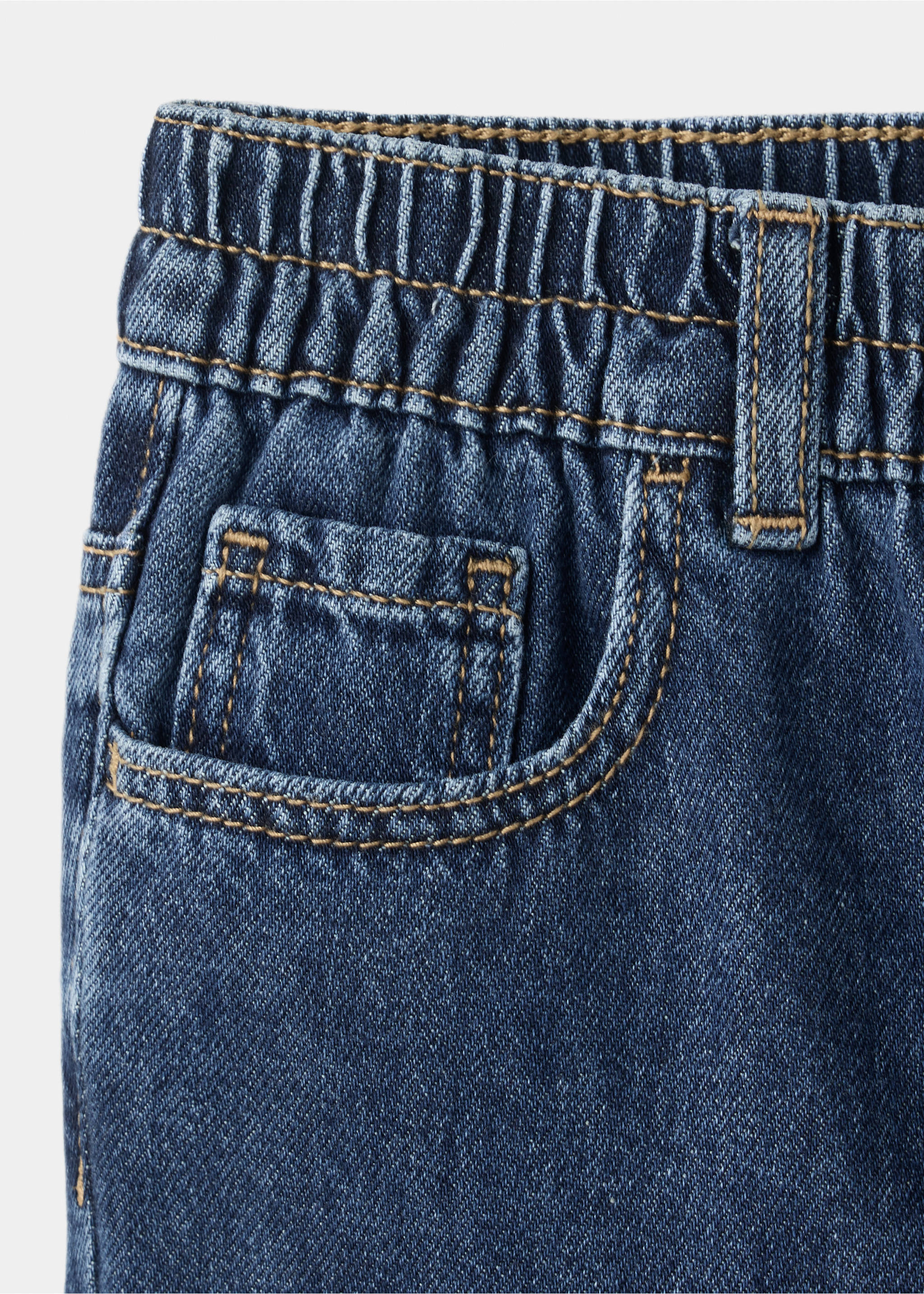 Gerade Jeans mit elastischem Bund - Detail des Artikels 0, Dunkelblau. Ref: 37088633-00.