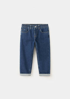 Straight-leg lined jeans — Dark Blue 1