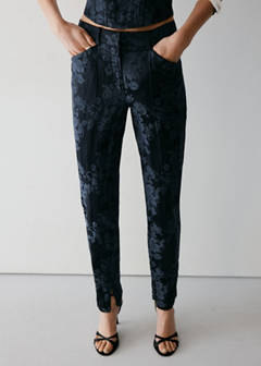 Fitted floral-print trousers — Blue 1