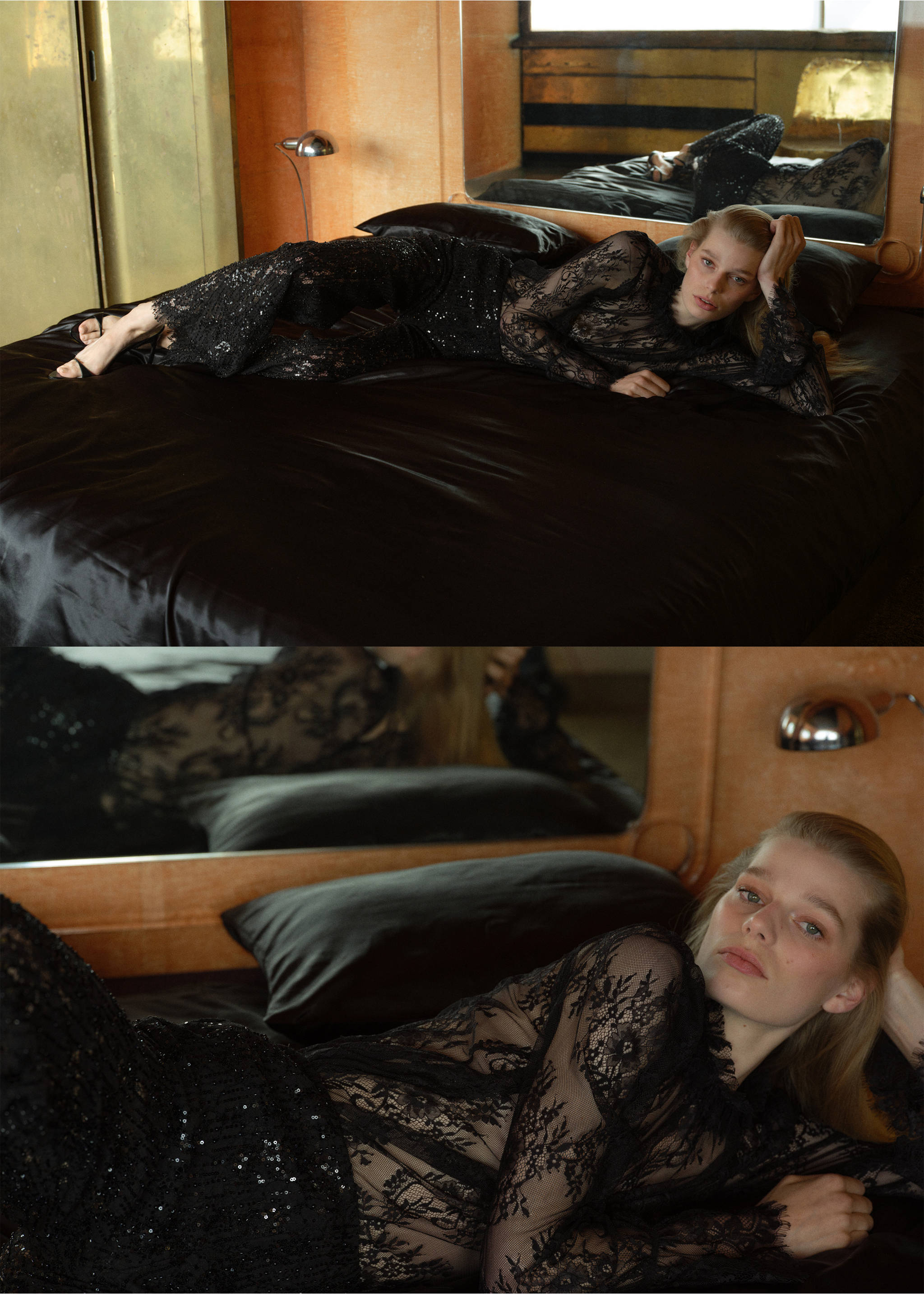 Sequin flared trousers - Medium plane, Black. Ref: 37089115-00.
