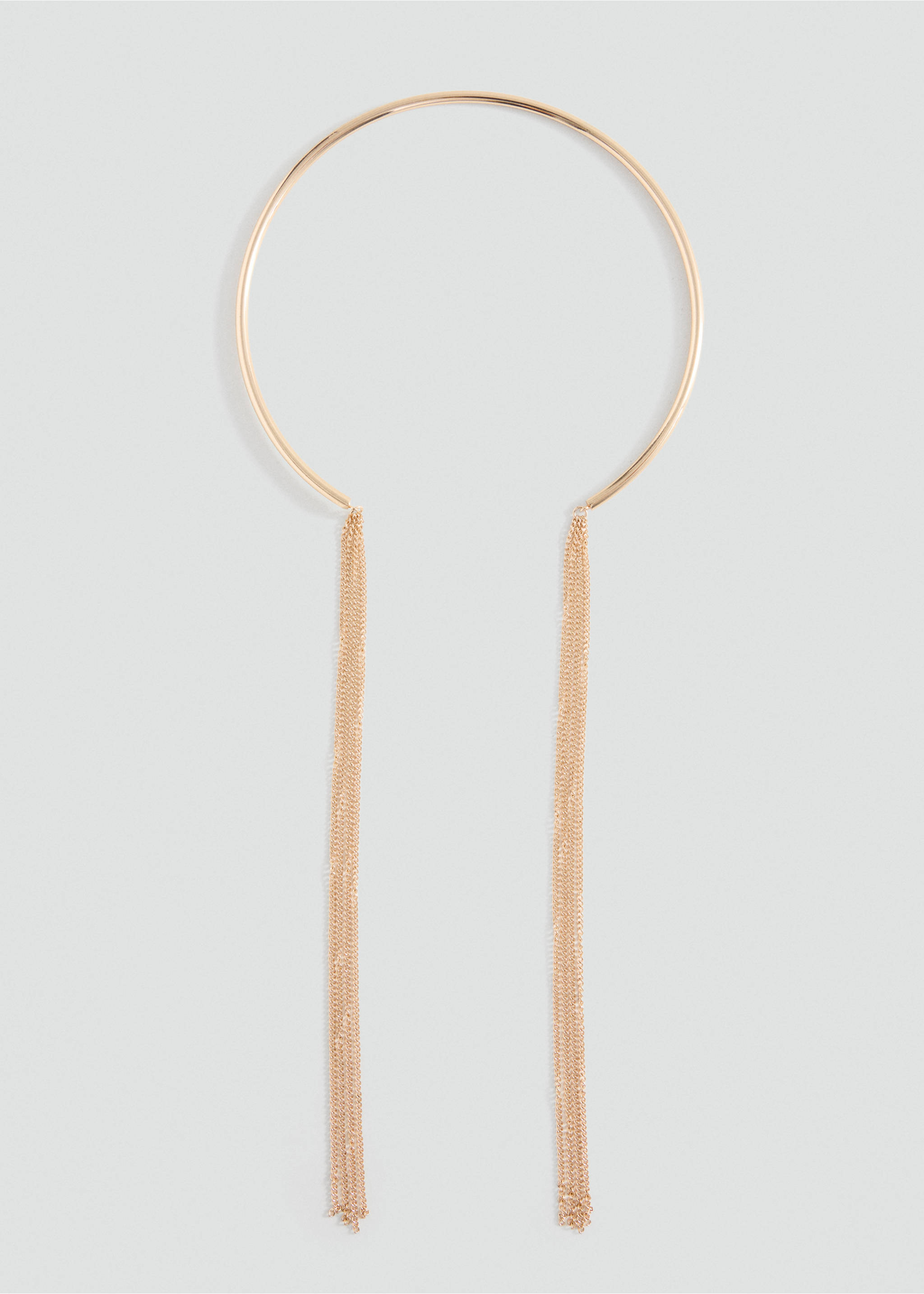 Metallic gold-coloured collar necklace with long hanging chains., Gold. Ref: 37089131-00.