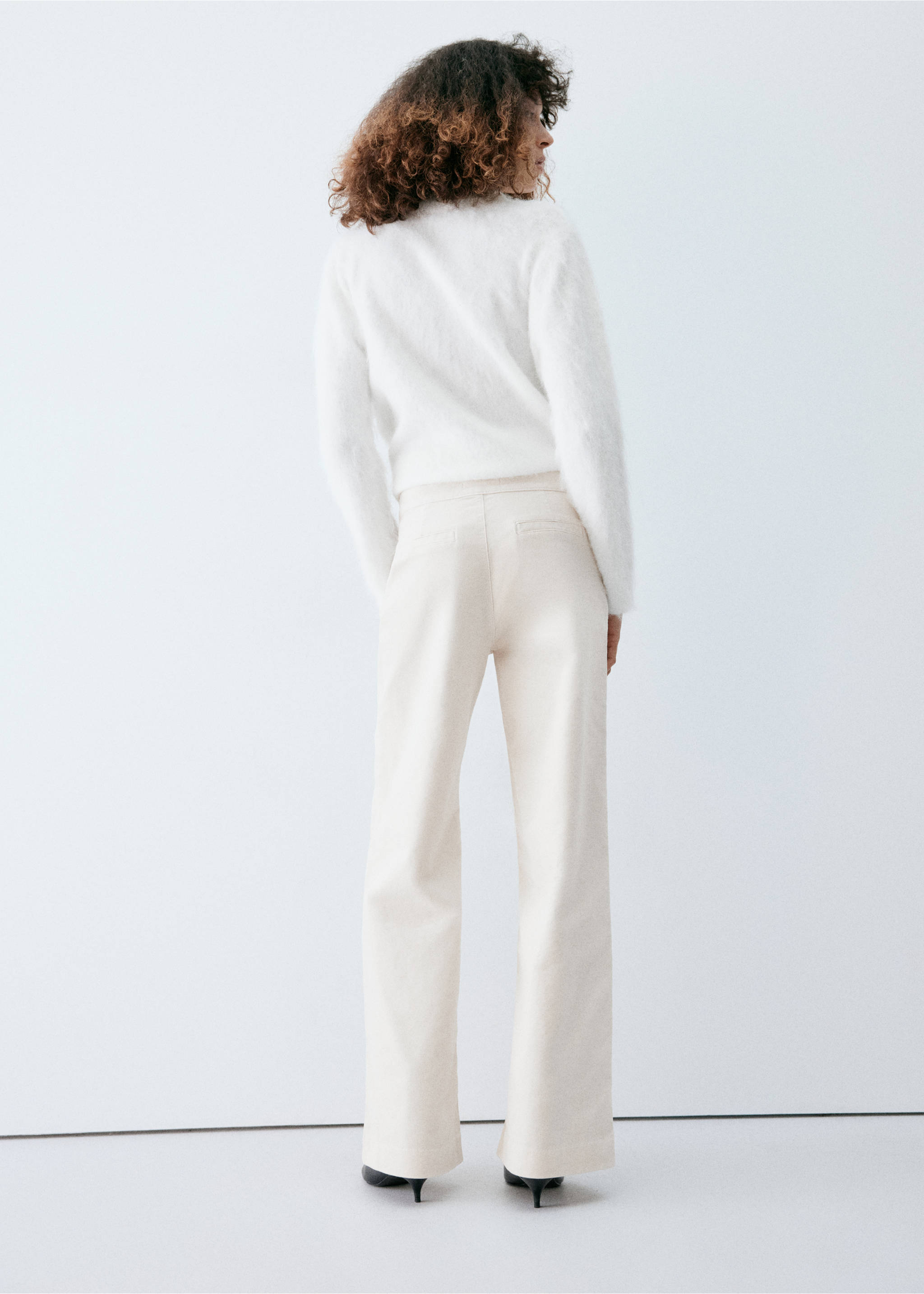 Back view of cream denim trousers in a straight-leg fit., Ecru. Ref: 37089132-00.