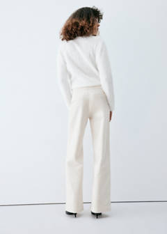 Velvet trousers with buttons — Ecru 3