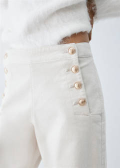 Velvet trousers with buttons — Ecru 4