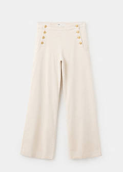Velvet trousers with buttons — Ecru 6