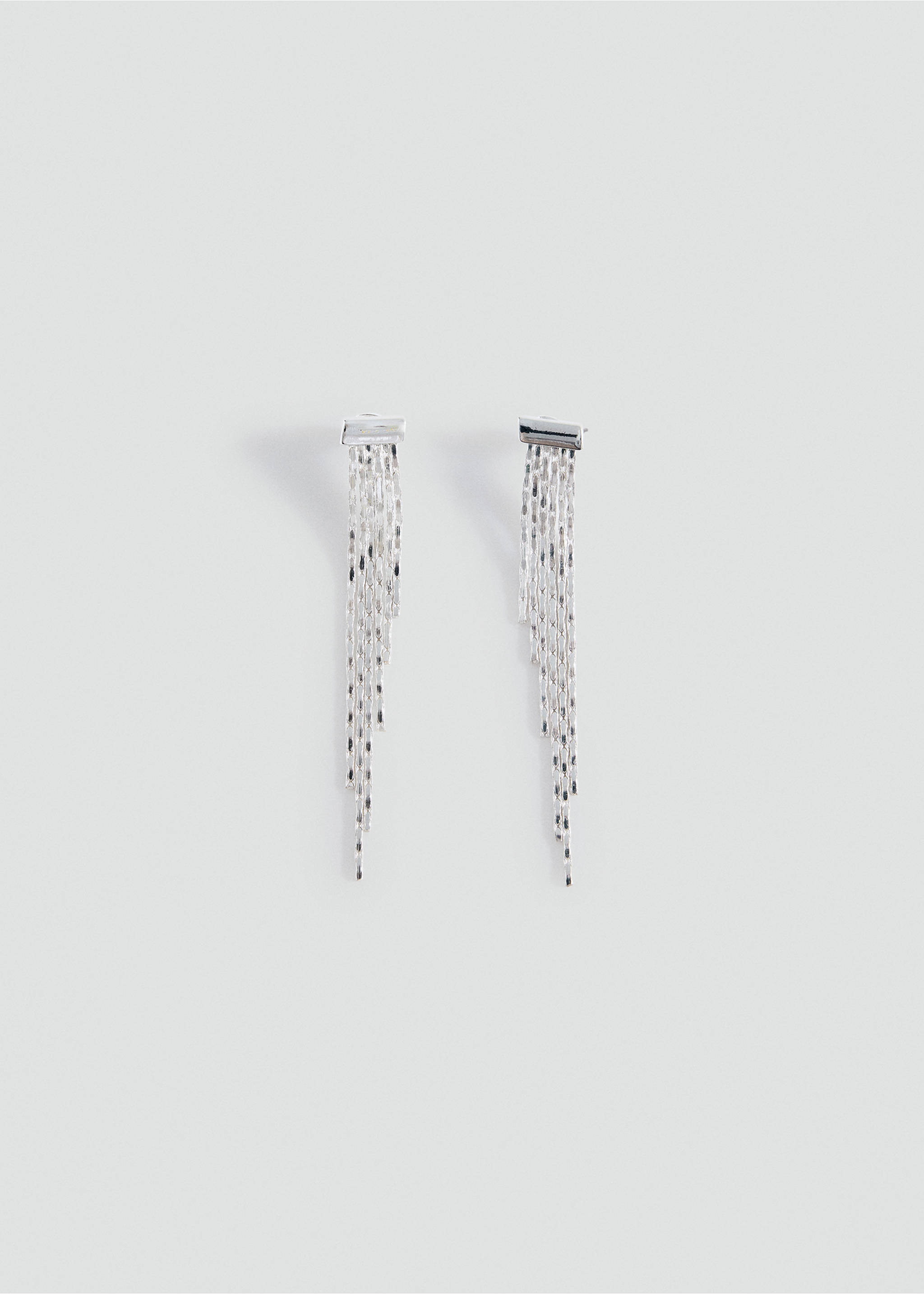 Silver-coloured dangling earrings with cascading fringe chains., Silver. Ref: 37089135-00.