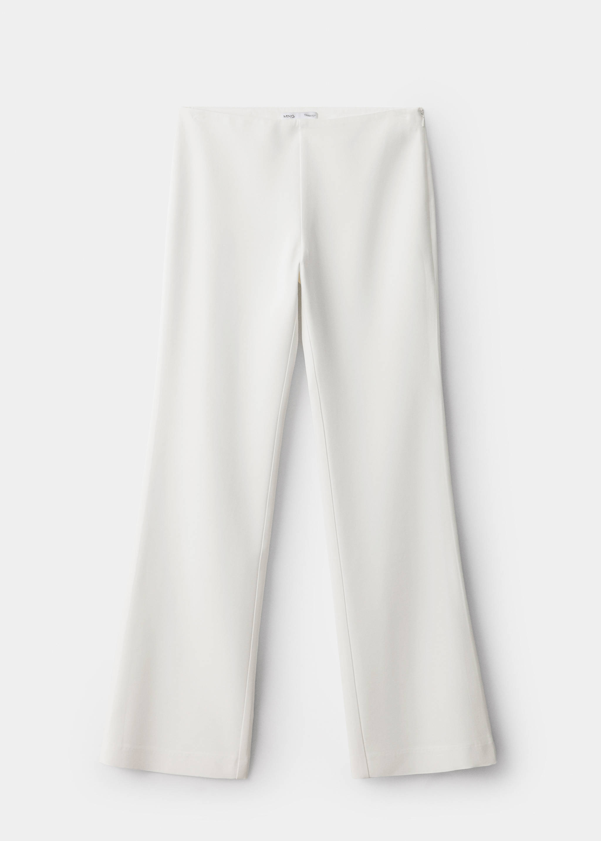 White trousers in a straight-leg silhouette with a side zip.