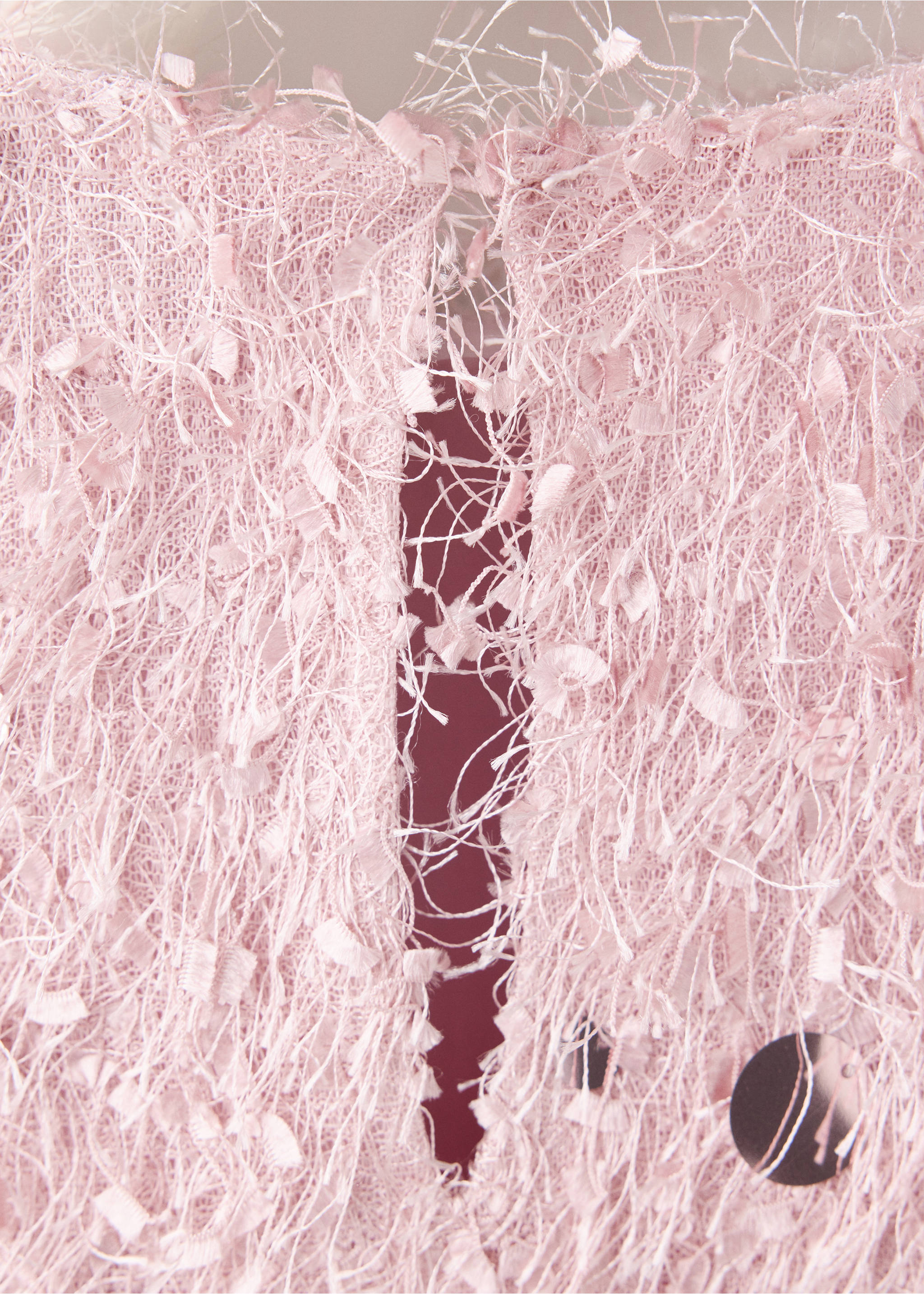 Fringed dress with sequinned detailing - Details of the article 8, Pink. Ref: 37089209-00.