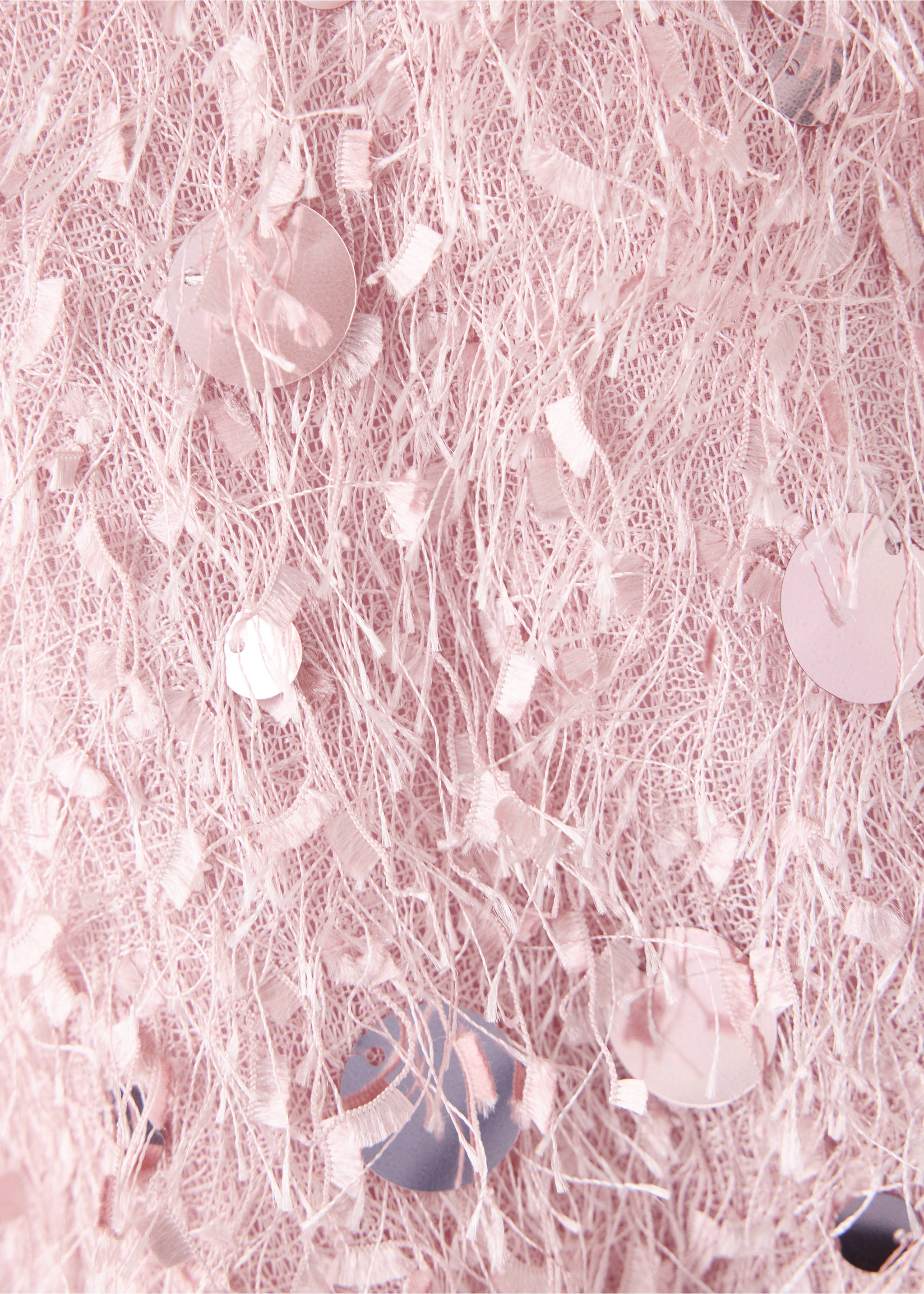 Fringed dress with sequinned detailing - Details of the article 0, Pink. Ref: 37089209-00.