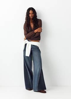 Wide-leg jeans with contrast panels — Dark Blue 2