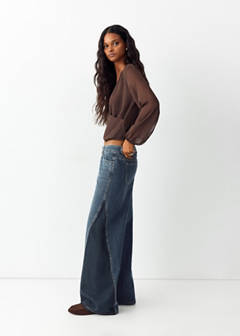 Wide-leg jeans with contrast panels — Dark Blue 1