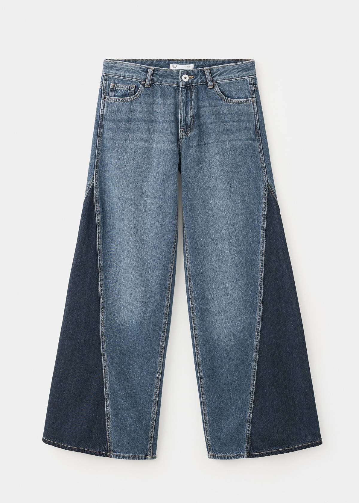 Wide-leg jeans with contrast panels — Dark Blue