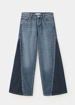 Wide-leg jeans with contrast panels — Dark Blue 3