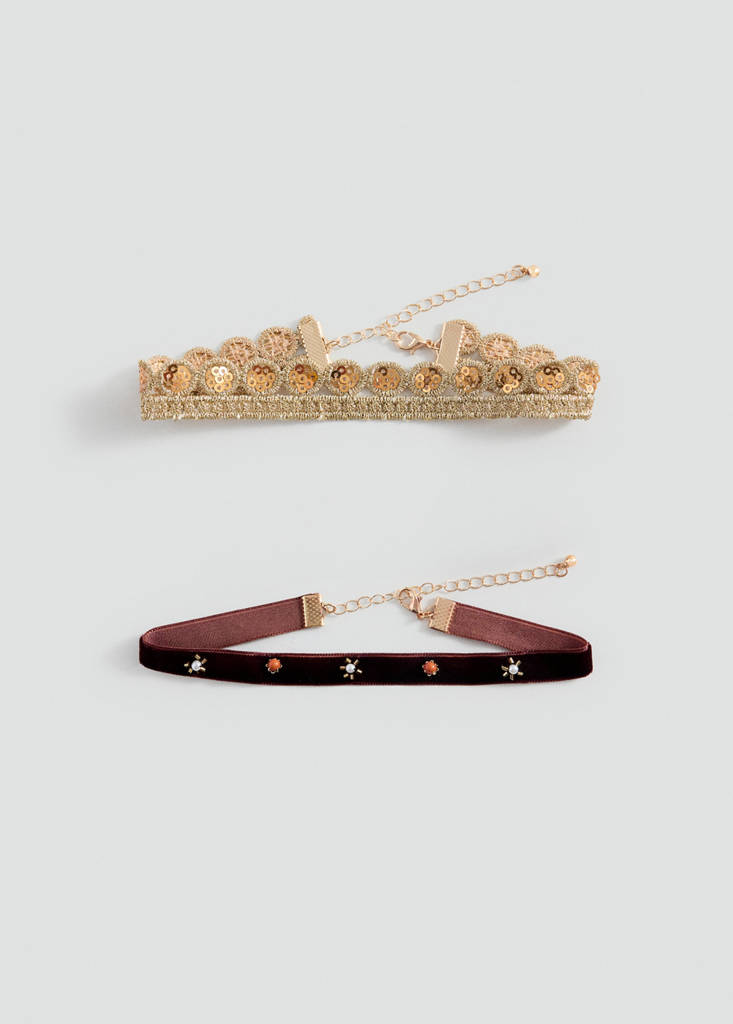 Zestaw 2 naszyjników choker czekoladowy - Dzieci - Rozmiar uniwersalny - MANGO KIDS